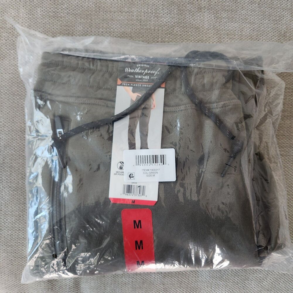 Weatherproof Vintage Men’s Tech Fleece Sweatpants Fleece Green Medium NWT